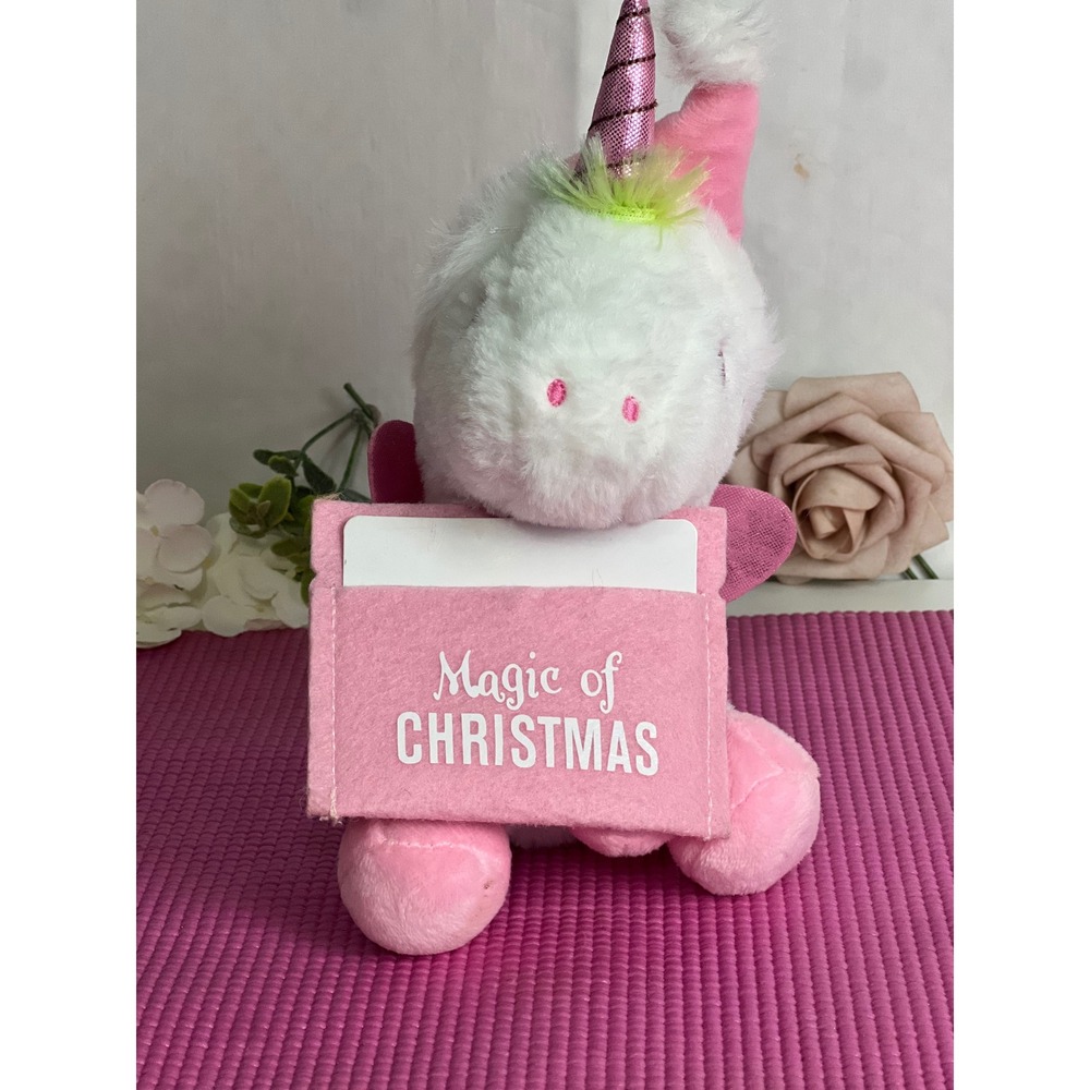 Magic of Christmas Unicorn Plush Gift Card Holder Pink White 337208 6 in